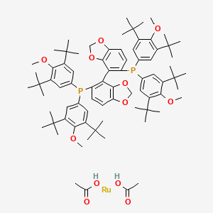 molecular formula C78H108O12P2Ru B13396958 Acetic acid;[4-[5-bis(3,5-ditert-butyl-4-methoxyphenyl)phosphanyl-1,3-benzodioxol-4-yl]-1,3-benzodioxol-5-yl]-bis(3,5-ditert-butyl-4-methoxyphenyl)phosphane;ruthenium 