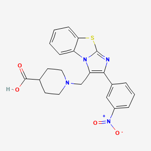 molecular formula C22H20N4O4S B13397026 1-[2-(3-Nitrophenyl)benzo[d]imidazo[2,1-b]-thiazol-3-ylmethyl]piperidine-4-carboxylic acid 