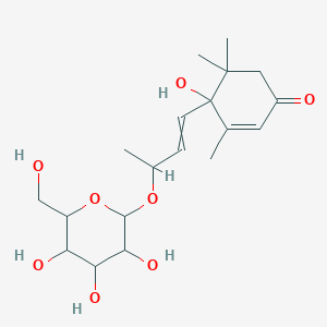 molecular formula C19H30O8 B13397045 4-Hydroxy-3,5,5-trimethyl-4-[3-[3,4,5-trihydroxy-6-(hydroxymethyl)oxan-2-yl]oxybut-1-enyl]cyclohex-2-en-1-one 