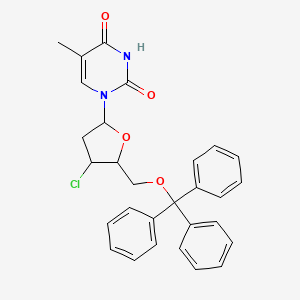 molecular formula C29H27ClN2O4 B13397051 2',3'-Dideoxy-3'-chloro-5-methyl-5'-O-trityluridine 