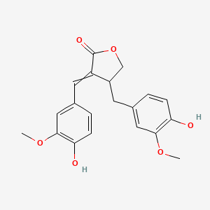 molecular formula C20H20O6 B13397084 4-[(4-Hydroxy-3-methoxyphenyl)methyl]-3-[(4-hydroxy-3-methoxyphenyl)methylidene]oxolan-2-one 