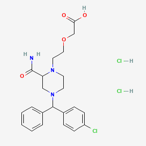 molecular formula C22H28Cl3N3O4 B13397098 2-[2-[2-Carbamoyl-4-[(4-chlorophenyl)-phenylmethyl]piperazin-1-yl]ethoxy]acetic acid;dihydrochloride 