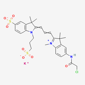 molecular formula C29H33ClKN3O7S2 B13397119 Potassium;2-[3-[5-[(2-chloroacetyl)amino]-1,3,3-trimethylindol-1-ium-2-yl]prop-2-enylidene]-3,3-dimethyl-1-(3-sulfonatopropyl)indole-5-sulfonate 