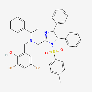 molecular formula C38H35Br2N3O3S B13397225 2,4-Dibromo-6-[[[1-(4-methylphenyl)sulfonyl-4,5-diphenyl-4,5-dihydroimidazol-2-yl]methyl-(1-phenylethyl)amino]methyl]phenol 