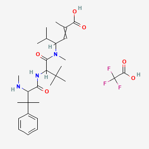 molecular formula C29H44F3N3O6 B13397299 (2E,4S)-2,5-dimethyl-4-[(2S)-N,3,3-trimethyl-2-[(2S)-3-methyl-2-(methylamino)-3-phenylbutanamido]butanamido]hex-2-enoic acid; trifluoroacetic acid 