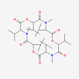 molecular formula C33H57N3O9 B13397466 4,10,16-trimethyl-3,6,9,12,15,18-hexa(propan-2-yl)-1,7,13-trioxa-4,10,16-triazacyclooctadecane-2,5,8,11,14,17-hexone 