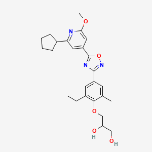 molecular formula C25H31N3O5 B13397475 3-[4-[5-(2-cyclopentyl-6-methoxypyridin-4-yl)-1,2,4-oxadiazol-3-yl]-2-ethyl-6-methylphenoxy]propane-1,2-diol 