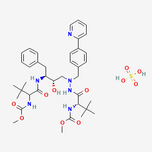 molecular formula C38H54N6O11S B13397478 methyl N-[(2S)-1-[2-[(2S,3S)-2-hydroxy-3-[[2-(methoxycarbonylamino)-3,3-dimethylbutanoyl]amino]-4-phenylbutyl]-2-[(4-pyridin-2-ylphenyl)methyl]hydrazinyl]-3,3-dimethyl-1-oxobutan-2-yl]carbamate;sulfuric acid 