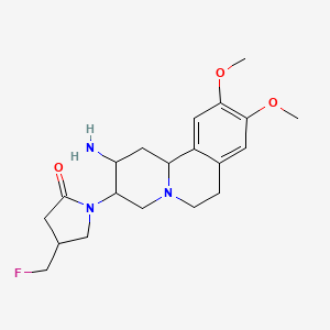 molecular formula C20H28FN3O3 B13397507 1-(2-amino-9,10-dimethoxy-2,3,4,6,7,11b-hexahydro-1H-benzo[a]quinolizin-3-yl)-4-(fluoromethyl)pyrrolidin-2-one 