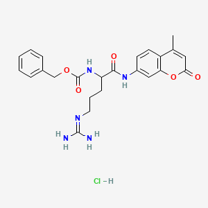 molecular formula C24H28ClN5O5 B13397533 benzyl N-[(1S)-4-carbamimidamido-1-[(4-methyl-2-oxo-2H-chromen-7-yl)carbamoyl]butyl]carbamate hydrochloride 