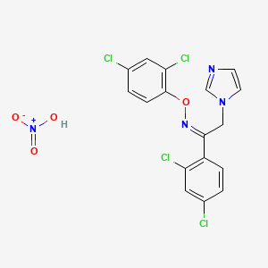 molecular formula C17H12Cl4N4O4 B13397537 (Z)-1-(2,4-Dichlorophenyl)-2-(1H-imidazol-1-yl)ethanone O-[(2,4-Dichlorophenyl)methyl]oxime Mononitrate 