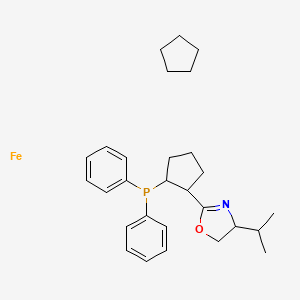 molecular formula C28H38FeNOP B13397556 Cyclopentane;diphenyl-[2-(4-propan-2-yl-4,5-dihydro-1,3-oxazol-2-yl)cyclopentyl]phosphane;iron 