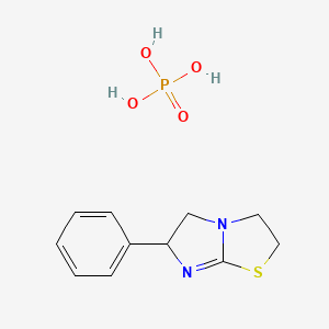 molecular formula C11H15N2O4PS B13397692 Phosphoric acid--6-phenyl-2,3,5,6-tetrahydroimidazo[2,1-b][1,3]thiazole (1/1) CAS No. 75656-48-3
