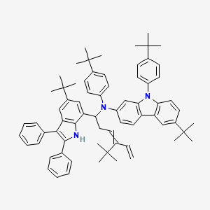 molecular formula C70H79N3 B13397810 6-tert-butyl-N-[4-tert-butyl-1-(5-tert-butyl-2,3-diphenyl-1H-indol-7-yl)hexa-3,5-dienyl]-N,9-bis(4-tert-butylphenyl)carbazol-2-amine CAS No. 8002-73-1