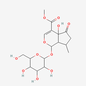 molecular formula C17H24O11 B13397827 Methyl 1-(hexopyranosyloxy)-4a-hydroxy-7-methyl-5-oxo-1,4a,5,6,7,7a-hexahydrocyclopenta[c]pyran-4-carboxylate 