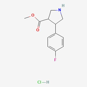 molecular formula C12H15ClFNO2 B13397844 Methyl 4-(4-fluorophenyl)pyrrolidine-3-carboxylate hydrochloride 