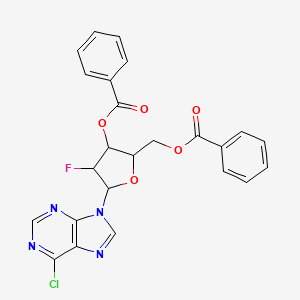 molecular formula C24H18ClFN4O5 B13397872 [3-Benzoyloxy-5-(6-chloropurin-9-yl)-4-fluorooxolan-2-yl]methyl benzoate 