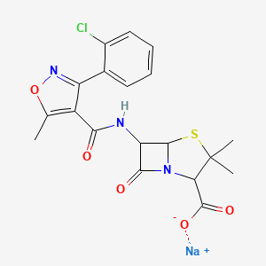 molecular formula C19H17ClN3NaO5S B13397884 sodium 6-[[3-(2-chlorophenyl)-5-methyl-isoxazole-4-carbonyl]amino]-3,3-dimethyl-7-oxo-4-thia-1-azabicyclo[3.2.0]heptane-2-carboxylate;Cloxacillin Sodium 