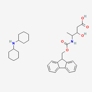 molecular formula C32H44N2O5 B13398003 N-cyclohexylcyclohexanamine;4-(9H-fluoren-9-ylmethoxycarbonylamino)-3-hydroxypentanoic acid 