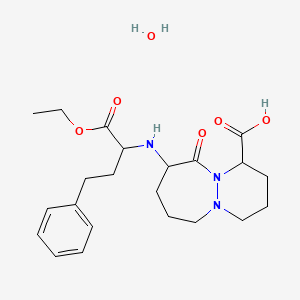 molecular formula C22H33N3O6 B13398040 7-[(1-Ethoxy-1-oxo-4-phenylbutan-2-yl)amino]-6-oxo-1,2,3,4,7,8,9,10-octahydropyridazino[1,2-a]diazepine-4-carboxylic acid;hydrate 