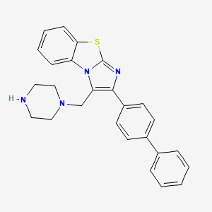 molecular formula C26H24N4S B13398063 2-Biphenyl-4-yl-3-piperazin-1-ylmethylbenzo[d]imidazo[2,1-b]thiazole 