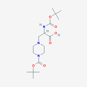 molecular formula C17H31N3O6 B13398074 2-[(2-Methylpropan-2-yl)oxycarbonylamino]-3-[4-[(2-methylpropan-2-yl)oxycarbonyl]piperazin-1-yl]propanoic acid 