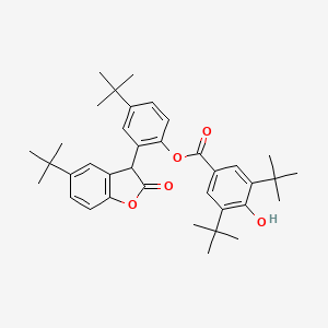 molecular formula C37H46O5 B13398119 4-tert-Butyl-2-(5-tert-butyl-2-oxo-3H-benzofuran-3-yl)phenyl-3,5-di-tert-butyl-4-hydroxybenzoate CAS No. 1261240-30-5