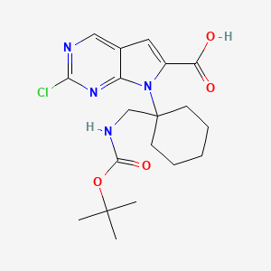 molecular formula C19H25ClN4O4 B13398299 7-(1-(((Tert-butoxycarbonyl)amino)methyl)cyclohexyl)-2-chloro-7H-pyrrolo[2,3-d]pyrimidine-6-carboxylic acid 