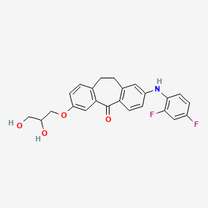 molecular formula C24H21F2NO4 B13398317 13-(2,4-Difluoroanilino)-5-(2,3-dihydroxypropoxy)tricyclo[9.4.0.03,8]pentadeca-1(11),3(8),4,6,12,14-hexaen-2-one 