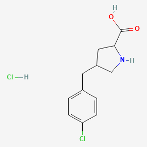molecular formula C12H15Cl2NO2 B13398422 (2S,4R)-4-[(4-chlorophenyl)methyl]pyrrolidine-2-carboxylic acid hydrochloride 