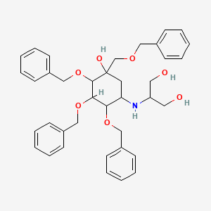 molecular formula C38H45NO7 B13398423 2-[[5-Hydroxy-2,3,4-tris(phenylmethoxy)-5-(phenylmethoxymethyl)cyclohexyl]amino]propane-1,3-diol 