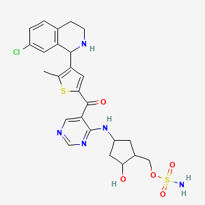 molecular formula C25H28ClN5O5S2 B13398499 [4-[[5-[4-(7-Chloro-1,2,3,4-tetrahydroisoquinolin-1-yl)-5-methylthiophene-2-carbonyl]pyrimidin-4-yl]amino]-2-hydroxycyclopentyl]methyl sulfamate 