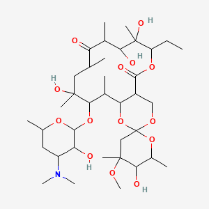 molecular formula C37H65NO14 B13398536 (1R,4R,4'R,5S,5'S,6R,6'S,7R,9R,11R,12R,13S,14S)-12-[(3R,4S,6R)-4-(dimethylamino)-3-hydroxy-6-methyloxan-2-yl]oxy-4-ethyl-5,5',6,11-tetrahydroxy-4'-methoxy-4',5,6',7,9,11,13-heptamethylspiro[3,15,17-trioxabicyclo[12.4.0]octadecane-16,2'-oxane]-2,8-dione 