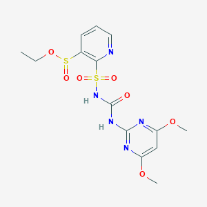 molecular formula C14H17N5O7S2 B13398589 Ethyl 2-[(4,6-dimethoxypyrimidin-2-yl)carbamoylsulfamoyl]pyridine-3-sulfinate 
