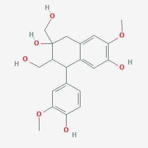 molecular formula C20H24O7 B13398664 4-(4-Hydroxy-3-methoxyphenyl)-2,3-bis(hydroxymethyl)-7-methoxy-1,2,3,4-tetrahydronaphthalene-2,6-diol CAS No. 4987-89-7