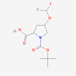 molecular formula C11H17F2NO5 B13398747 1-[(Tert-butoxy)carbonyl]-4-(difluoromethoxy)pyrrolidine-2-carboxylic acid 