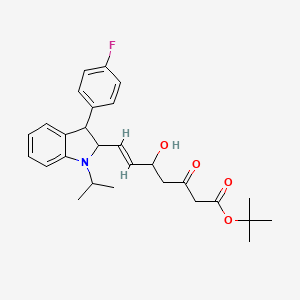 molecular formula C28H34FNO4 B13398870 Tert-butyl 7-[3-(4-fluorophenyl)-1-isopropyl-2,3-dihydroindol-2-YL]-5-hydroxy-3-oxohept-6-enoate 