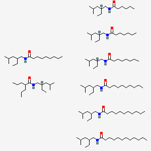 molecular formula C135H278N8O8 B13398907 N-(2-ethyl-4-methylpentyl)decanamide;N-(2-ethyl-4-methylpentyl)dodecanamide;N-(2-ethyl-4-methylpentyl)heptanamide;N-(2-ethyl-4-methylpentyl)hexanamide;N-(2-ethyl-4-methylpentyl)nonanamide;N-(2-ethyl-4-methylpentyl)octanamide;N-(2-ethyl-4-methylpentyl)-2-propylpentanamide;N-(2-ethyl-4-methylpentyl)undecanamide 