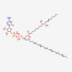 molecular formula C52H83N3O17P2 B13398957 [1-[[[5-(4-Amino-2-oxopyrimidin-1-yl)-3,4-dihydroxyoxolan-2-yl]methoxy-hydroxyphosphoryl]oxy-hydroxyphosphoryl]oxy-3-(9,10-dihydroxyoctadec-12-enoyloxy)propan-2-yl] docosa-4,7,10,13,16,19-hexaenoate 