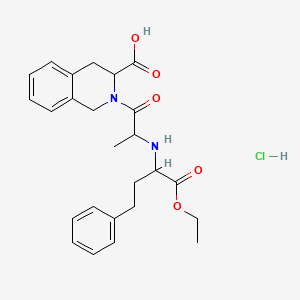 molecular formula C25H31ClN2O5 B13398965 2-{2-[(1-Ethoxy-1-oxo-4-phenylbutan-2-yl)amino]propanoyl}-1,2,3,4-tetrahydroisoquinoline-3-carboxylic acid hydrochloride 
