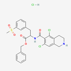 molecular formula C27H27Cl3N2O5S B13399006 Benzyl 2-[(5,7-dichloro-1,2,3,4-tetrahydroisoquinoline-6-carbonyl)amino]-3-(3-methylsulfonylphenyl)propanoate;hydrochloride 