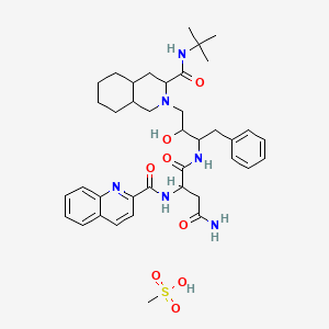 molecular formula C39H54N6O8S B13399012 N-[4-[3-(tert-butylcarbamoyl)-3,4,4a,5,6,7,8,8a-octahydro-1H-isoquinolin-2-yl]-3-hydroxy-1-phenylbutan-2-yl]-2-(quinoline-2-carbonylamino)butanediamide;methanesulfonic acid 