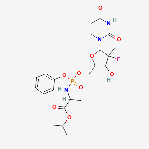molecular formula C22H31FN3O9P B13399112 Propan-2-yl (2S)-2-[[[(2R,3R,4R,5R)-5-(2,4-dioxo-1,3-diazinan-1-yl)-4-fluoro-3-hydroxy-4-(trideuterio(113C)methyl)oxolan-2-yl]methoxy-phenoxyphosphoryl]amino]propanoate 