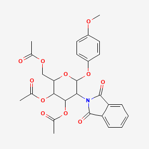molecular formula C27H27NO11 B13399162 2-(Acetoxymethyl)-5-(1,3-dioxo-2-isoindolinyl)-6-(4-methoxyphenoxy)tetrahydro-2H-pyran-3,4-diyl (2R,3S,4R,5R,6S)-Diacetate 