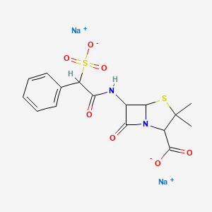 molecular formula C16H16N2Na2O7S2 B13399353 disodium;3,3-dimethyl-7-oxo-6-[(2-phenyl-2-sulfonatoacetyl)amino]-4-thia-1-azabicyclo[3.2.0]heptane-2-carboxylate 