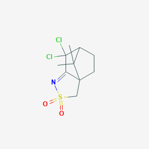 molecular formula C10H13Cl2NO2S B133994 6,6-Dichloro-10,10-dimethyl-3lambda6-thia-4-azatricyclo[5.2.1.01,5]dec-4-ene 3,3-dioxide CAS No. 127184-04-7