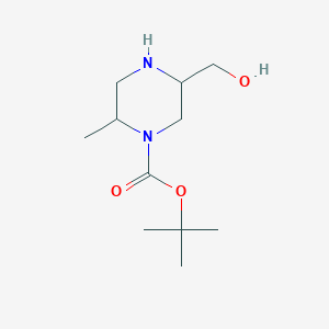 molecular formula C11H22N2O3 B13399515 Tert-butyl 5-(hydroxymethyl)-2-methylpiperazine-1-carboxylate 