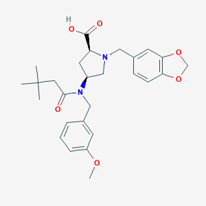 molecular formula C27H34N2O6 B133996 (4S)-1-(1,3-Benzodioxol-5-ylmethyl)-4-[(3,3-dimethyl-1-oxobutyl)[(3-methoxyphenyl)methyl]amino]-L-proline CAS No. 334999-53-0