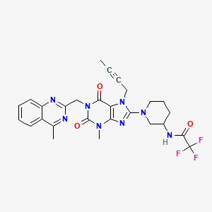 molecular formula C27H27F3N8O3 B13399690 N-[1-[7-but-2-ynyl-3-methyl-1-[(4-methylquinazolin-2-yl)methyl]-2,6-dioxopurin-8-yl]piperidin-3-yl]-2,2,2-trifluoroacetamide 