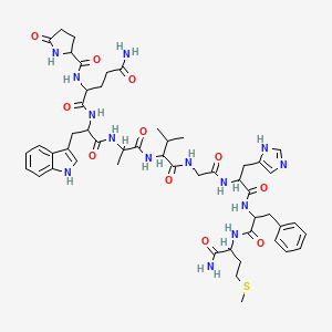 molecular formula C51H68N14O11S B13399743 H-DL-Pyr-DL-Gln-DL-Trp-DL-Ala-DL-Val-Gly-DL-His-DL-Phe-DL-Met-NH2 